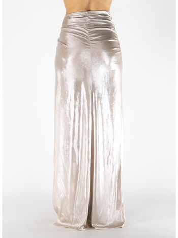 GONNA MIDI A RASO CON SPACCO LATERALE, M401 METALLICO ROSA, small