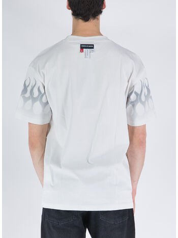 T-SHIRT WITH GREY FLAMES, WHITE, small