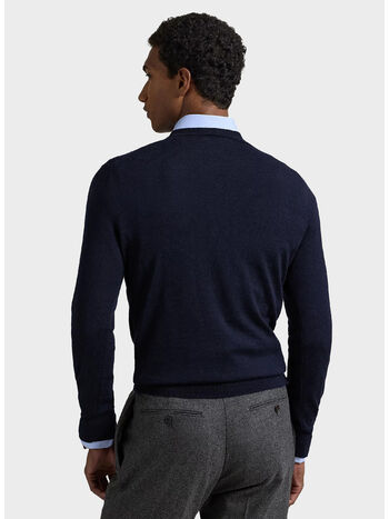 MAGLIONE GIROCOLLO CON LOGO RICAMATO, HUNTER NAVY, small
