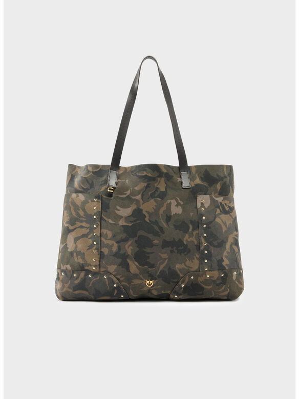 BORSA TOTE SUEDE PRINT, ST3Y MULT.MILITAR GREEN-GOLD, medium