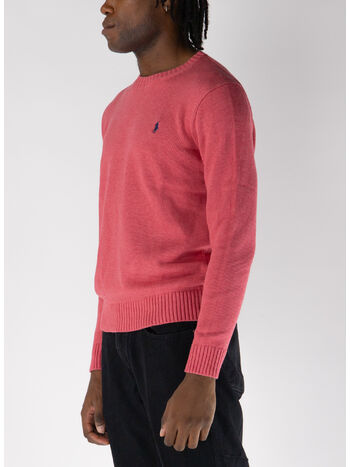 MAGLIONE GIROCOLLO  CON LOGO RICAMATO, RED SKY HEATHER, small