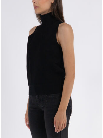MAGLIONE SMANICATO A COSTINE CON COLLO ALTO, , small