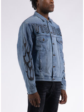 GIACCA DENIM FLAMES, BLUE, small