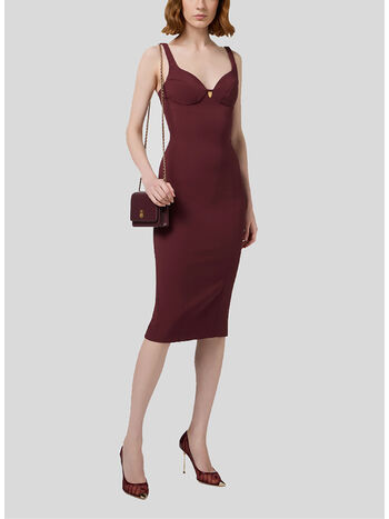ABITO MIDI IN CRÊPE STRETCH, CG3 ROUGE NOIR, small