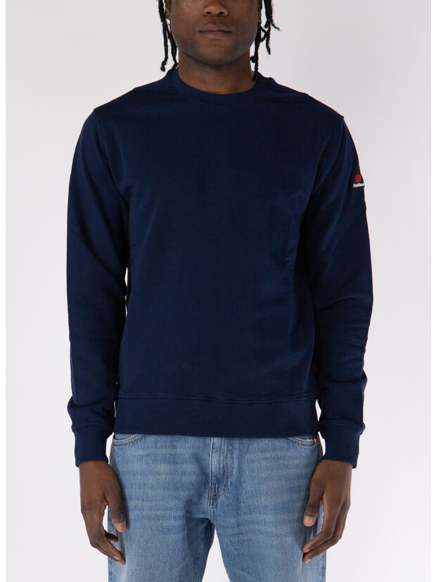 FELPA GIROCOLLO CON PATCH LOGO, 160 BLU NAVY, large