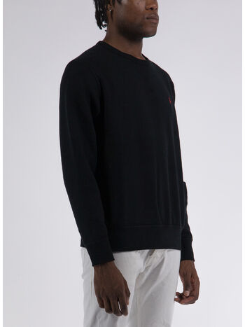 FELPA GIROCOLLO CON LOGO RICAMATO, POLO BLACK, small