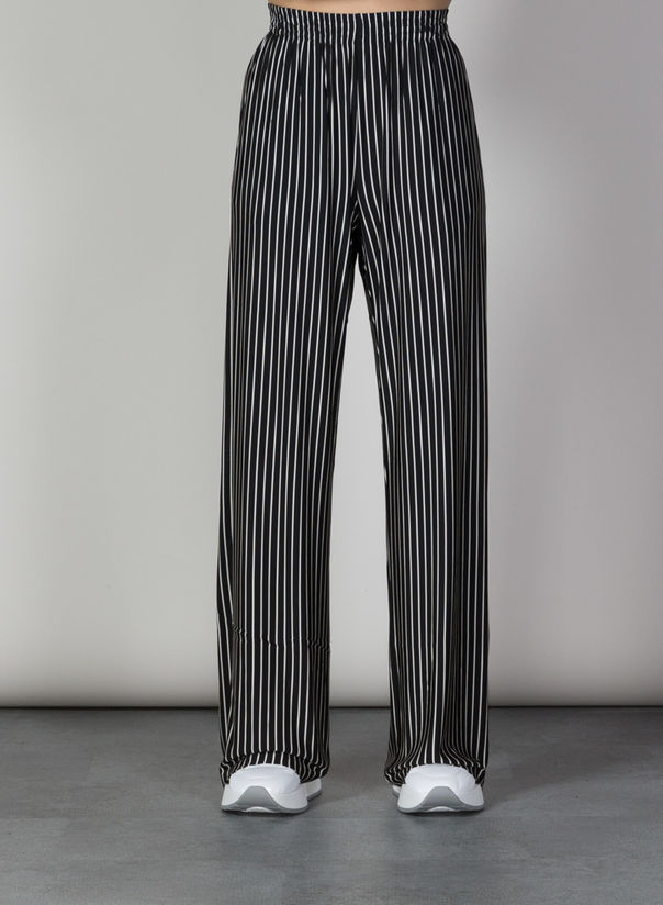 PANTALONE A RIGHE, 001FBLACKWHITESTRIPE, large