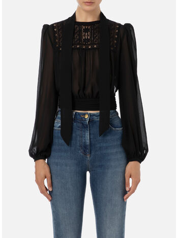 CAMICIA CON PIZZO, 110 NERO, small