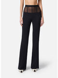 PANTALONE IN CRÊPE CON BASCHINA IN TULLE, 110 NERO, thumb