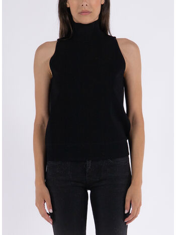 MAGLIONE SMANICATO A COSTINE CON COLLO ALTO, , small