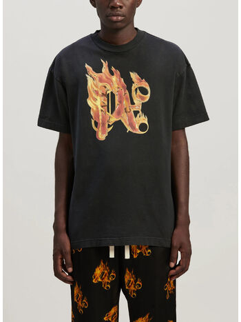 T-SHIRT BURNING MONOGRAM, 1076 BLACK GOLD, small
