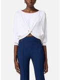 T-SHIRT IN JERSEY CRÊPE CON PIERCING, 360 AVORIO, thumb