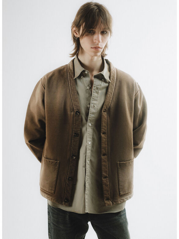 CARDIGAN COLLO A V, C0753 SWEATER DESTOYED MUSHROOM, medium