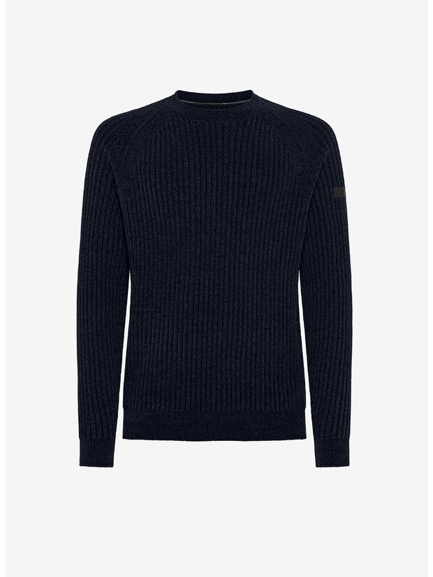 MAGLIONE GIROCOLLO VELVET RAVE ROUND, 60 BLUE BLACK, large