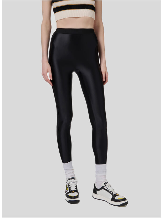 LEGGINGS CON ELASTICO LOGATO, 110 NERO, large