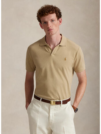 POLO IN PIQU&Eacute; STRETCH CUSTOM, COASTAL BEIGE/C8645, small