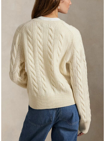 CARDIGAN A TRECCE IN LANA E CASHMERE, AUTHENTIC CREAM, small