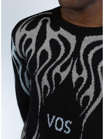 PULLOVER WITH TRIBAL FLAMES, BLACK, small