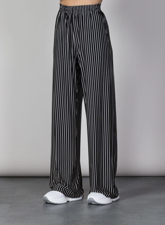 PANTALONE A RIGHE, 001FBLACKWHITESTRIPE, small