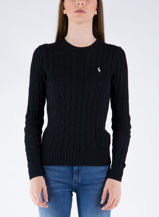 POLO RALPH LAUREN MAGLIONE A TRECCE Nero Donna | Selecteur