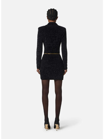ABITO IN CINIGLIA BOUCLÉ CON CINTURA, 110 NERO, small