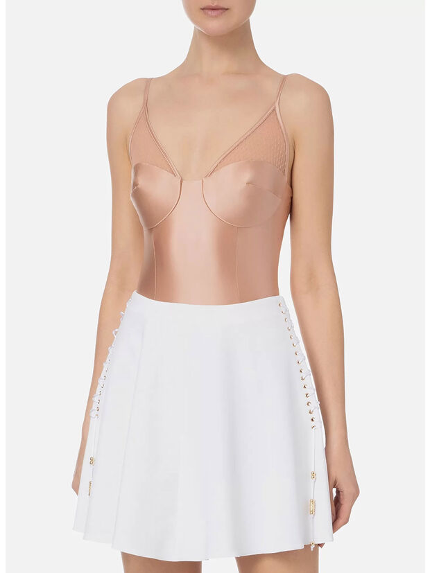BODY IN LYCRA E TULLE, 181  CARNE, large