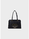 BORSA A SPALLA CON MAXI LOGO, 000 NERO, thumb
