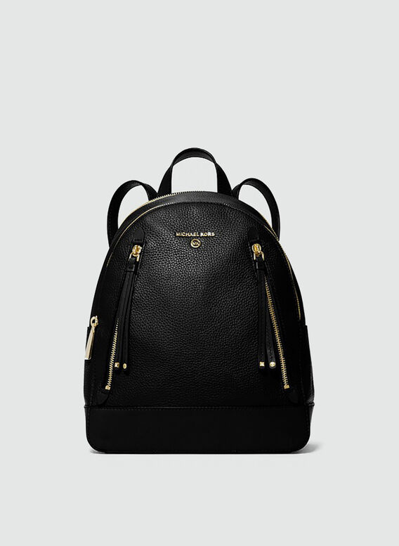 ZAINO BROOKLYN MEDIO IN PELLE MARTELLATA, 001BLACK, medium