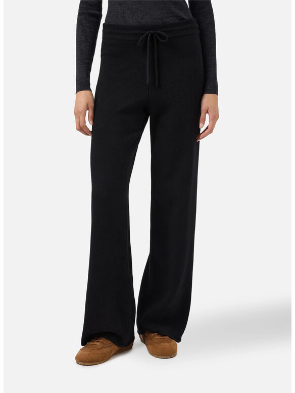 PANTALONI PALAZZO CAMBON IN PURA LANA, 00037I 00BLACK, medium