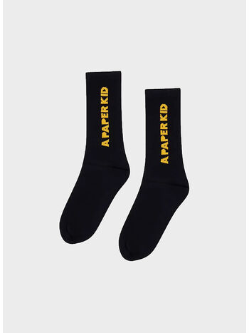 CALZINI ALTI CON LOGO, 110 BLACK, small