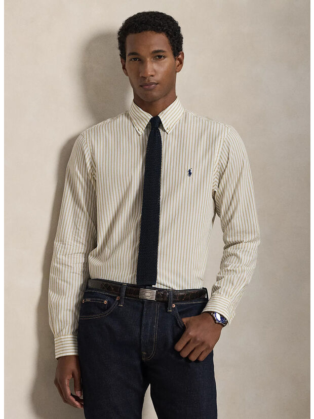 CAMICIA IN POPELINE A RIGHE, 3249G WHITE COASTAL BEIGE, large