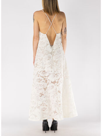 ABITO MIDI IN PIZZO BLOSSOM LACE, 001 BIANCO, small