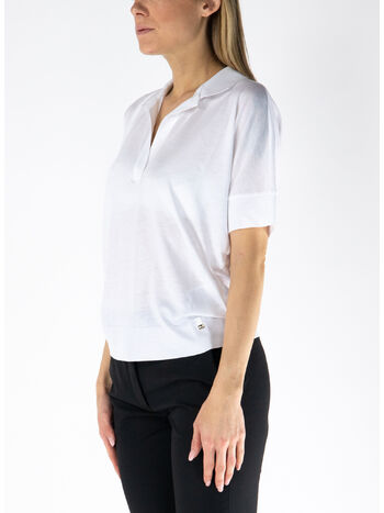 POLO A MANICE CORTE SENZA BOTTONI, 1000 BIANCO, small