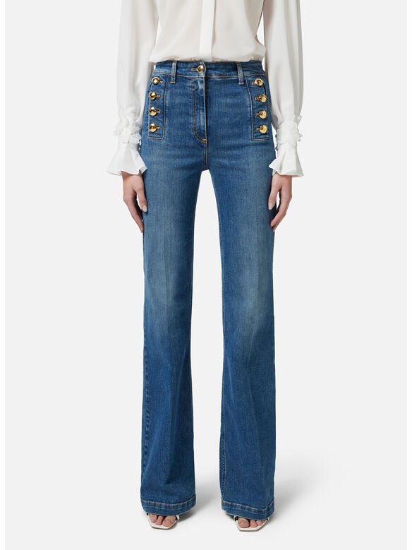 JEANS A ZAMPA CON BOTTONIERA, 139 BLUE VINTAGE, medium