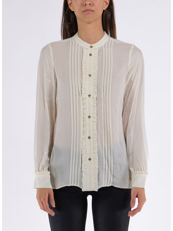CAMICIA RUCHES BUTTON DOWN, 110 BONE, medium