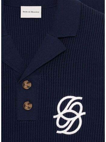 POLO MAILLE MONOGRAMME, NAVY, small