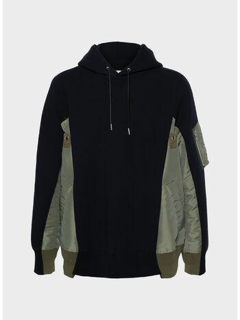 FELPA HOODIE CON INSERTI, 212 NAVY/KHAKI, small