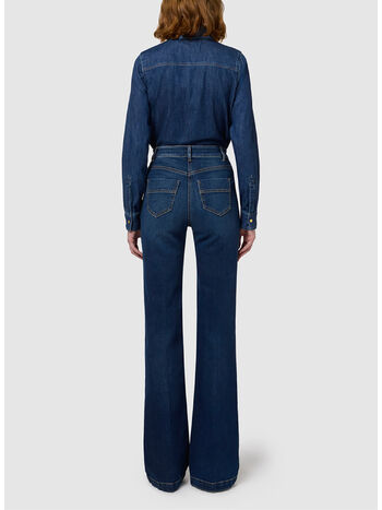 JEANS A ZAMPA CON BOTTONIERA, 104 BLUE DENIM, small