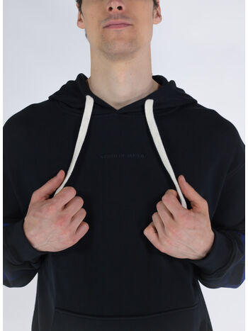 FELPA CON CAPPUCCIO WITH BLUE FLAMES, BLACK, small