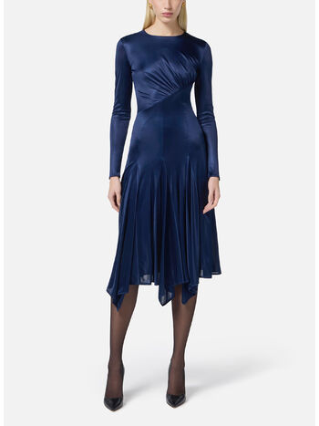 ABITO ASIMMETRICO IN JERSEY LUCIDO, DC8 OLTREMARE, small