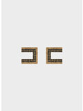ORECCHINI CON CATENA IN STRASS BICOLORE, 053 NERO ORO, thumb