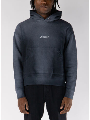 FELPA HOODIE CON LOGO STAMPATO, C0073 USED WASHED BLACK, small
