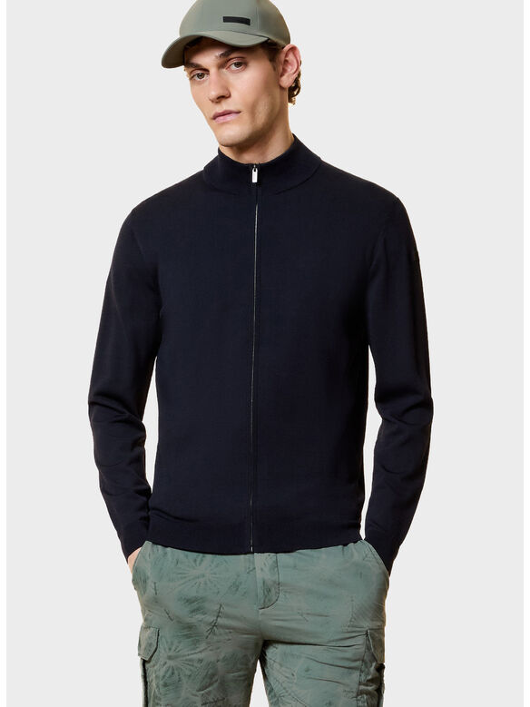 MAGLIONE MAXELL FULL ZIP KNIT, 60 BLUE, medium