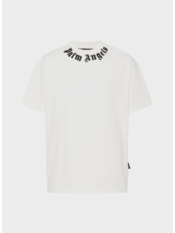T-SHIRT NECK LOGO, 0310 OFF WHITE/BLACK, small