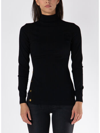 MAGLIONE CON BOTTONI DECORATIVI, 110 NERO, small