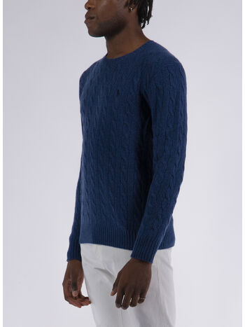 MAGLIONE TRECCIATO, RUSTIC NAVY HEATHER, small