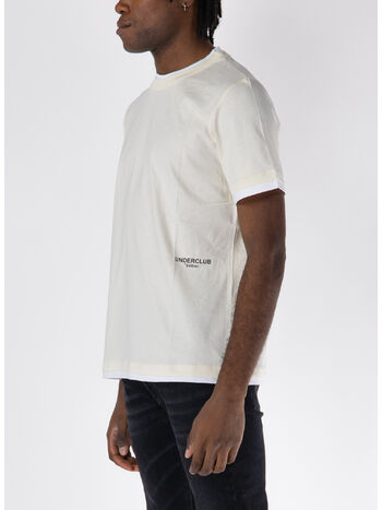 T-SHIRT DOUBLE CREWNECK, LATTE/BIANCO, small