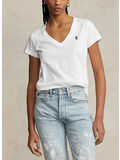 T-SHIRT CON SCOLLO A V, WHITE, thumb