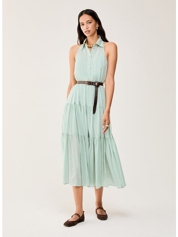 ABITO A BALZE IN VOILE DI COTONE, 003 ACQUA MARINA, large