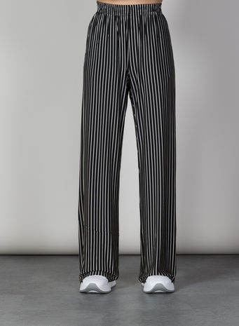PANTALONE A RIGHE, 001FBLACKWHITESTRIPE, small
